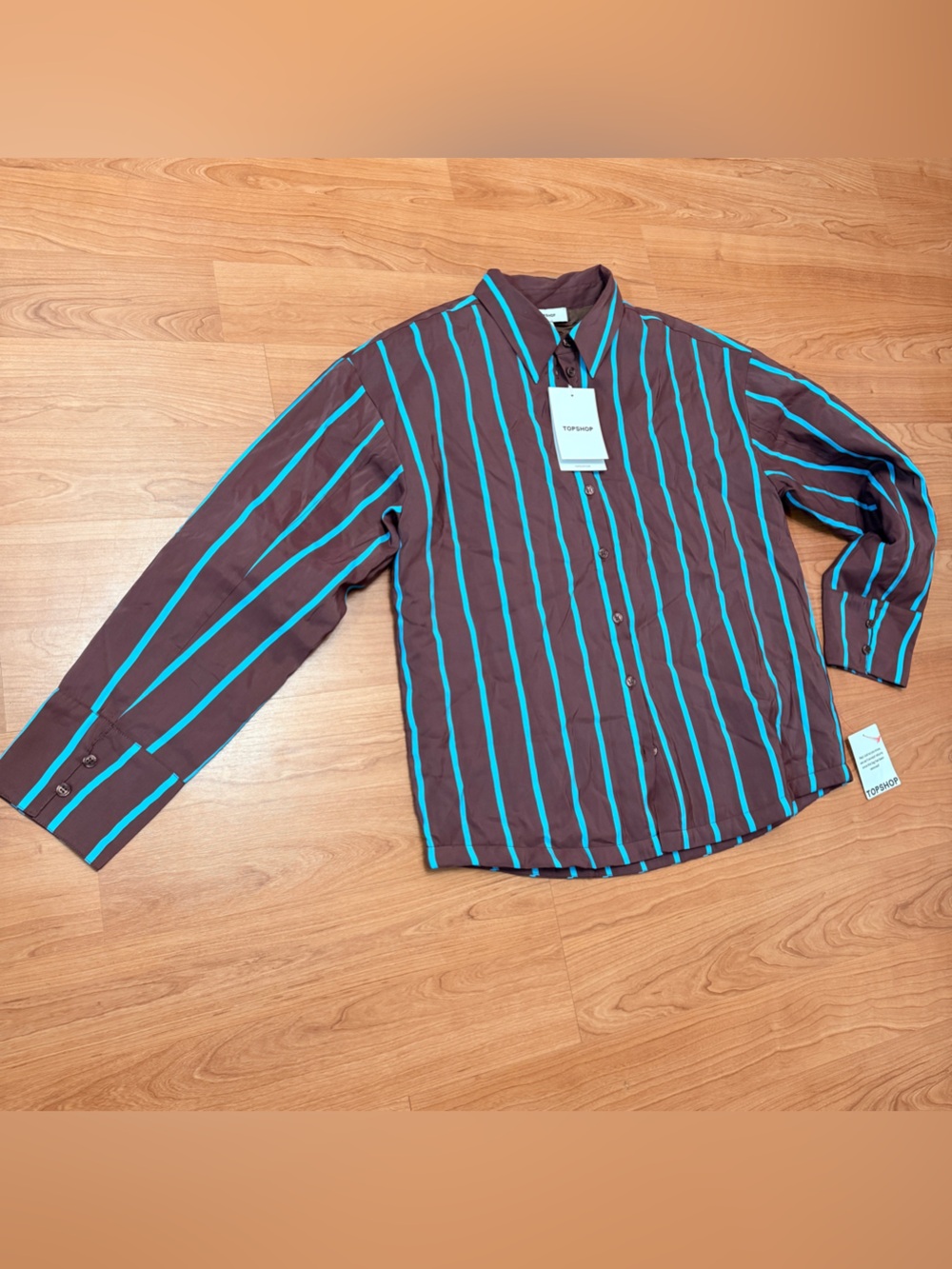 Topshop quilted oversized striped shirt sz 4 - Picture 9 of 9